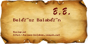 Belász Balabán névjegykártya